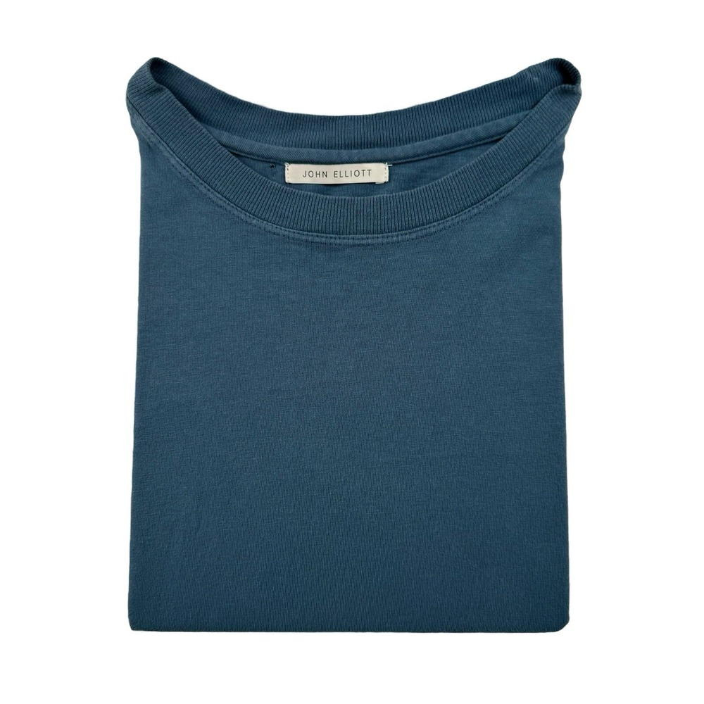 John Elliott Blue Cotton Mens Short Sleeve T Shirt Size 2 Medium Made in USA